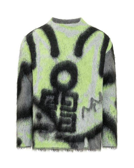 Givenchy Green Graffiti Pattern Knit Jumper for men