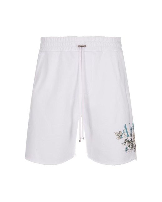 Amiri White Floral Logo Shorts In for men