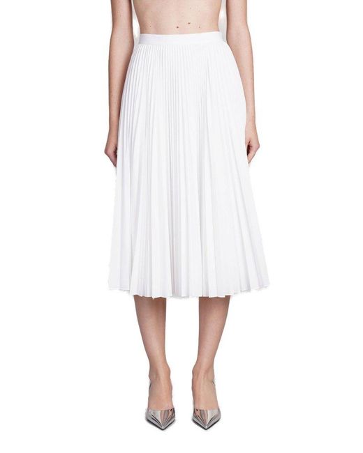 Theory White Pleated Midi Skirt