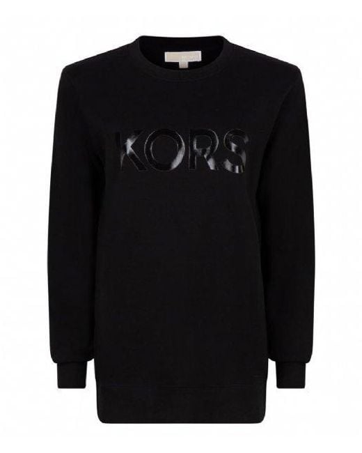 MICHAEL Michael Kors Black Glossy Logo-printed Crewneck Sweatshirt