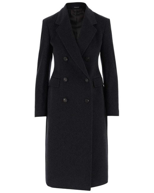 Tagliatore Black Wool And Cashmere Double-breasted Coat