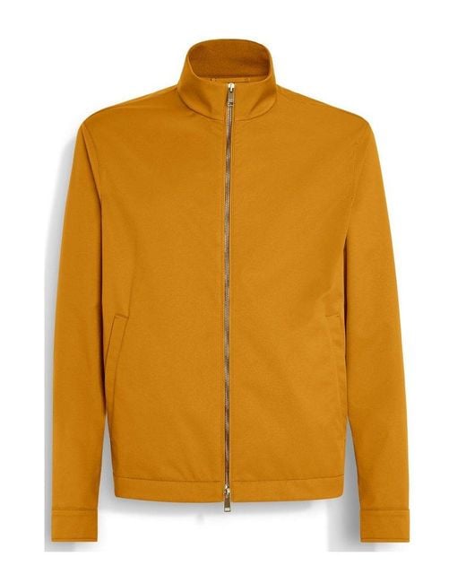Zegna Orange Zip-Up Bomber Jacket for men