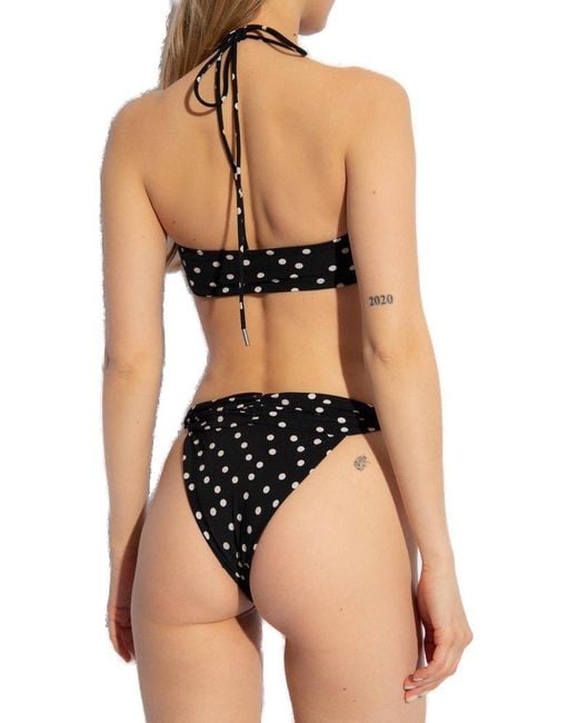 Saint Laurent Black Dotted Bandeau Bikini Top