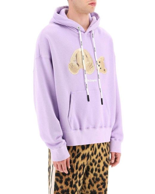 Palm Angels Purple Broken Bear Hoodie for Men Lyst
