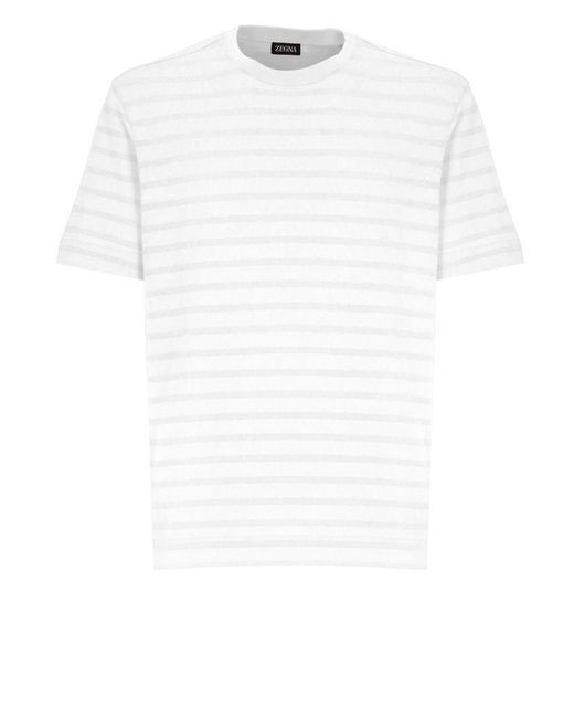 ZEGNA Striped T-Shirt in White for Men | Lyst