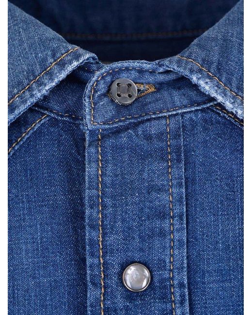 Jacob Cohen Blue Buttoned Long-sleeved Denim Shirt for men