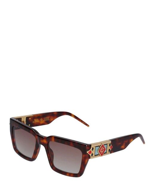 Casablancabrand Brown Monogram Plaque Square Frame Sunglasses for men