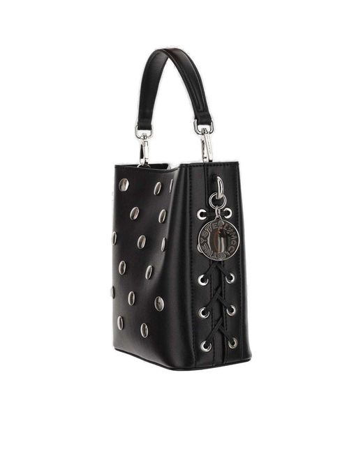 Stella McCartney Black Frayme Studded Small Bucket Bag