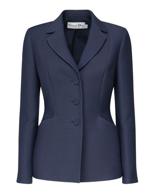 注目◇Single-breasted ジャケット◇Dior Dior Single-Breasted Long-Sleeved Jacket in Blue | Lyst