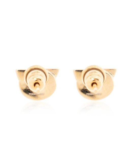 Ferragamo Metallic Earrings With Logo