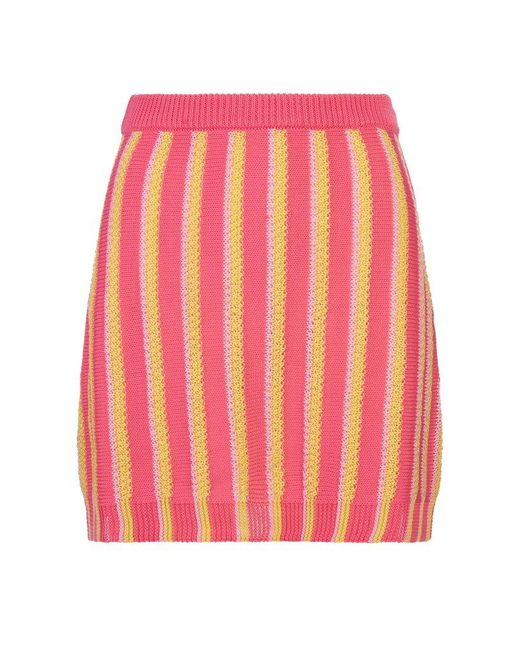 Marni Pink And Striped Knitted Mini Skirt