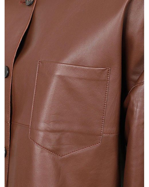 Weekend by Maxmara Brown Single-breasted Leather Jacket