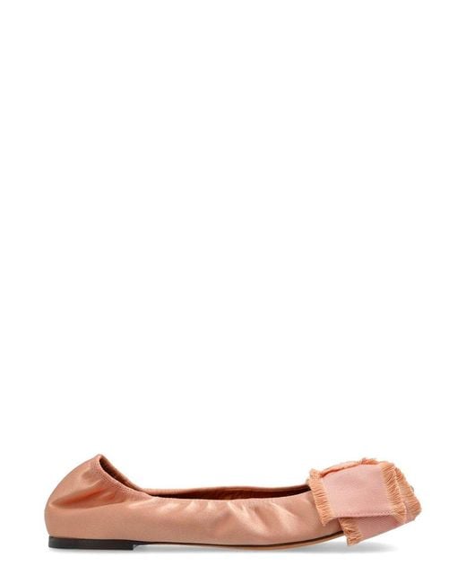 Lanvin Pink Bow Detailed Ballet Flats