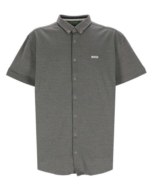 Boss Gray Short-sleeved Buttoned Shirt for men