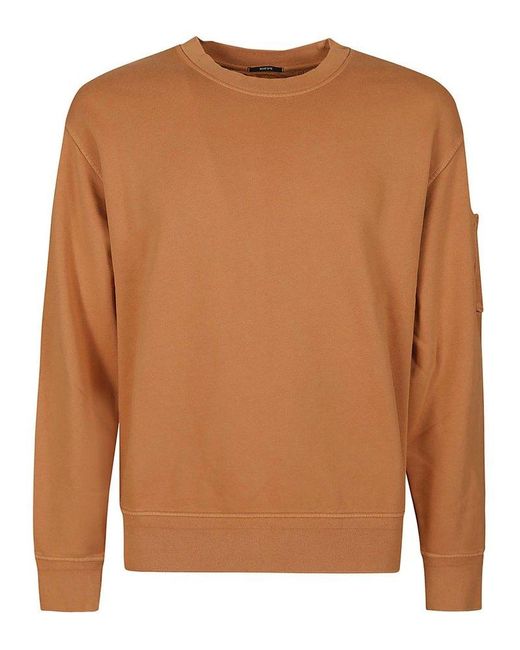 C P Company Brown Diagonal Fleece Sweatshirt for men