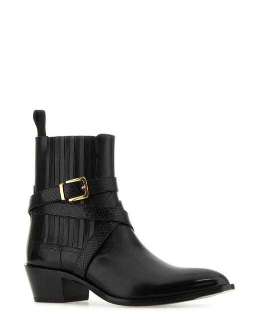 Bally Black Pointed-toe Buckle-detailed Ankle Boots for men