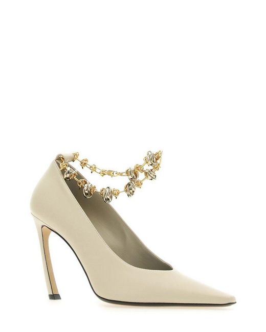 Lanvin Metallic Swing Knotted-chain Pointed-toe Pumps