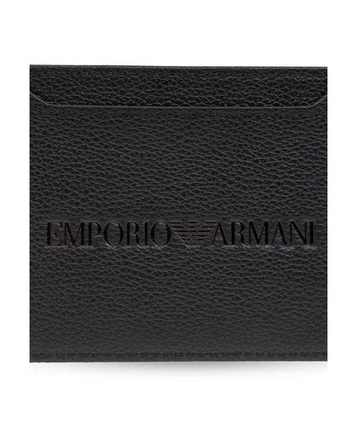Emporio Armani Black Card Case With Logo, for men