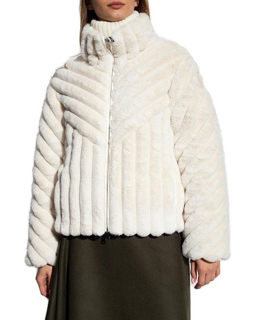Moncler Natural 'pedrix' Faux Fur Jacket,