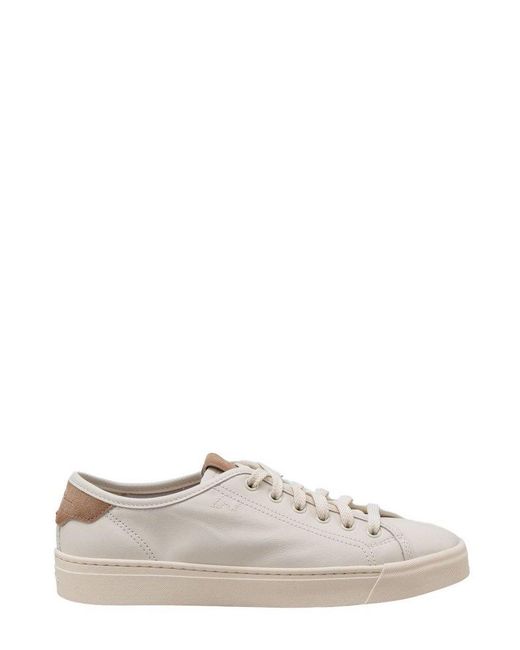 Santoni White Round-Toe Lace-Up Sneakers for men