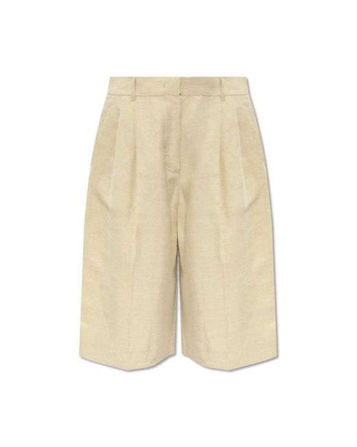 Emporio Armani Natural Pleat-front Shorts,
