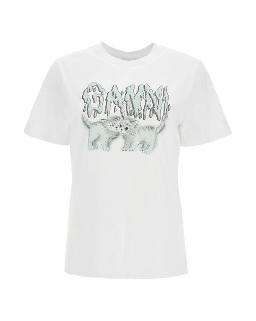 Ganni White Printed T-Shirt, '