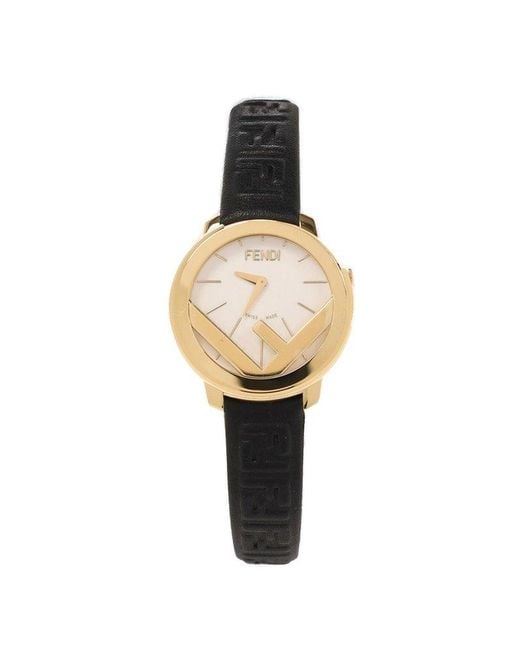 Fendi Metallic F Is Ff Leather Bracelet Watch, 28mm