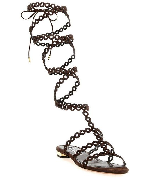 Aquazzura Black Infinity Chain Gladiator Sandals