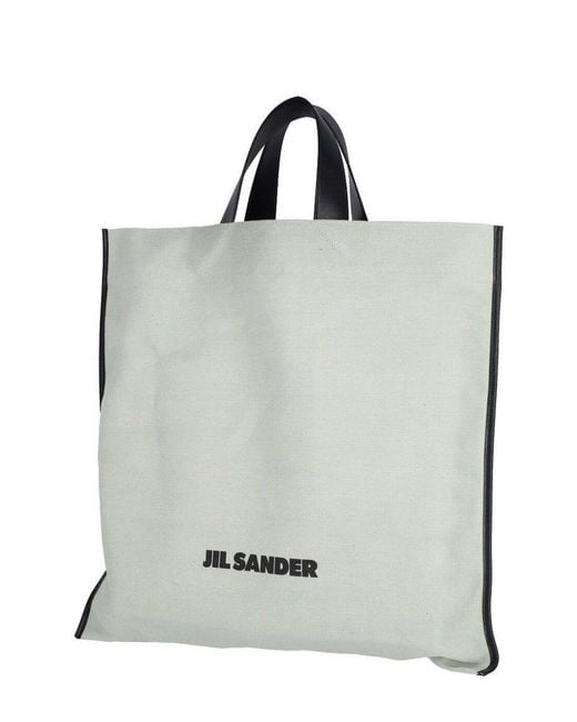 Jil Sander Blue Logo Printed Tote Bag