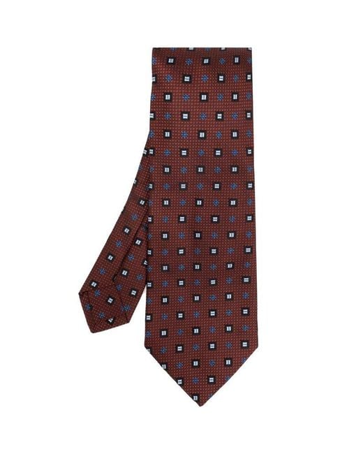Etro Purple Pattern Embroidered Pointed-tip Tie for men