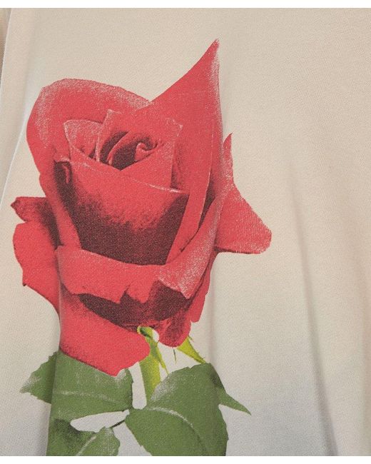 Pinko Gray Rose Printed Faded Sweatshirt