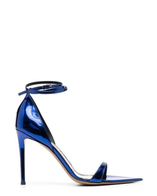 Alexandre Vauthier Blue Metallic Effect Ankle Strapped Sandals