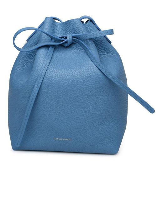 Mansur Gavriel Blue Drawstring Mini Bucket Bag