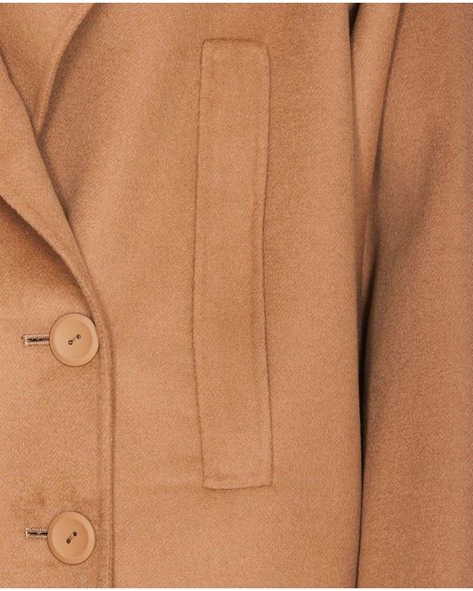Max Mara Studio Brown Double-breasted Long-sleeved Coat