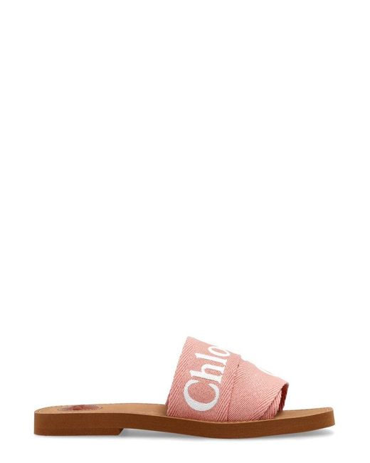 Chloé Pink Woody Open Toe Slip-On Slides