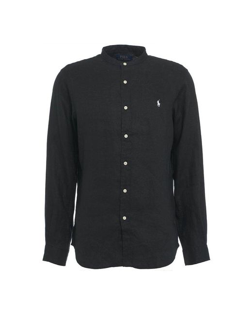 Polo Ralph Lauren Black Polo Pony Embroidered Buttoned Shirt for men