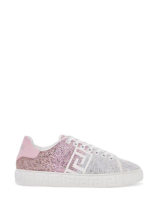 Versace Multicolor Greca Embellished Lace-Up Sneakers