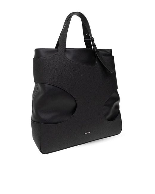 Ferragamo Black Cut Out Shopper Bag for men