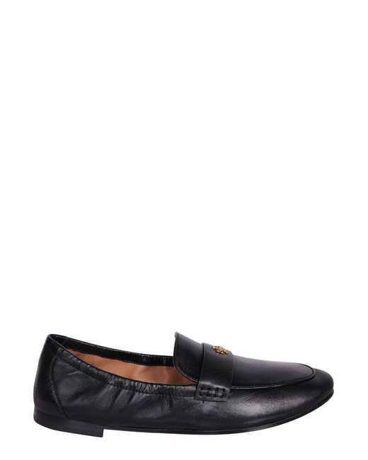 Tory Burch Black Logo Plaque Slip-On Ballet Loafers