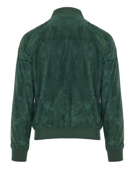 Enrico Mandelli Green Zipped Bomber Jacket for men