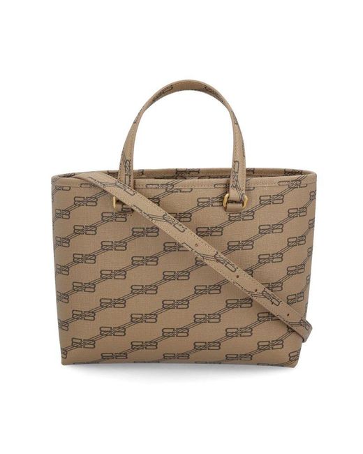 Balenciaga Bb Monogram Tote Bag in Natural Lyst