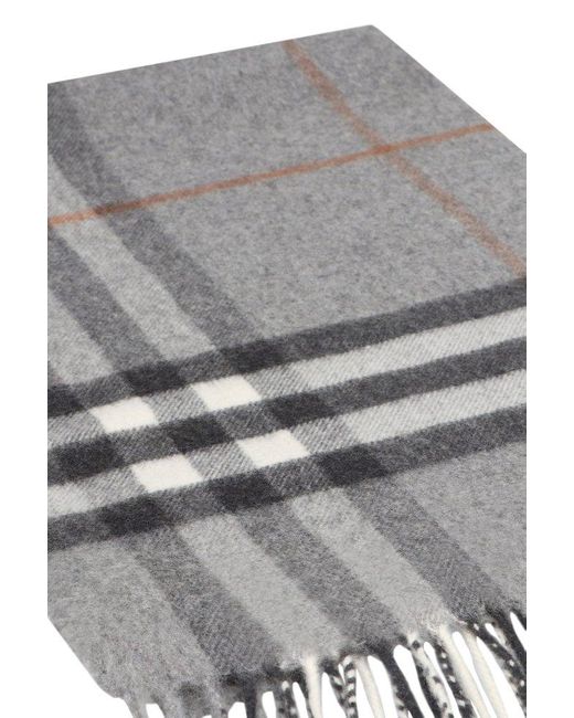Burberry Gray Checked Cashmere Scarf