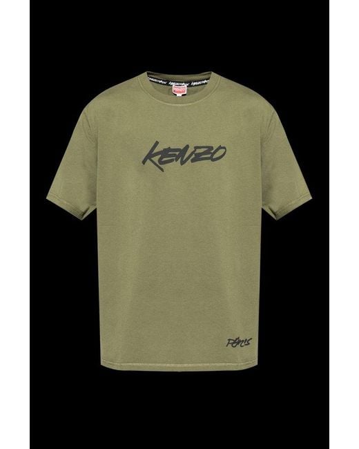 KENZO Black Logo Printed Crewneck T-Shirt for men