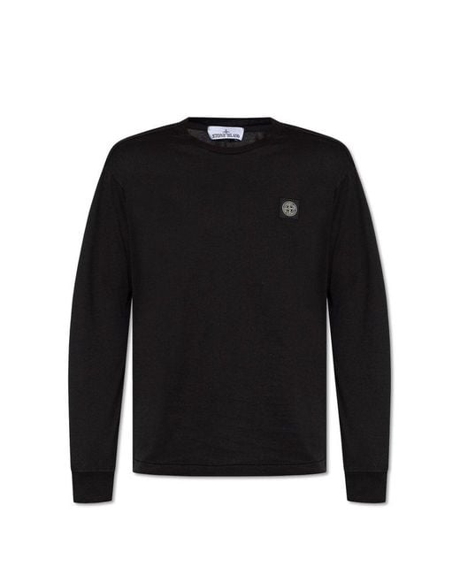 Stone Island Black T-shirt With Long Sleeves, for men