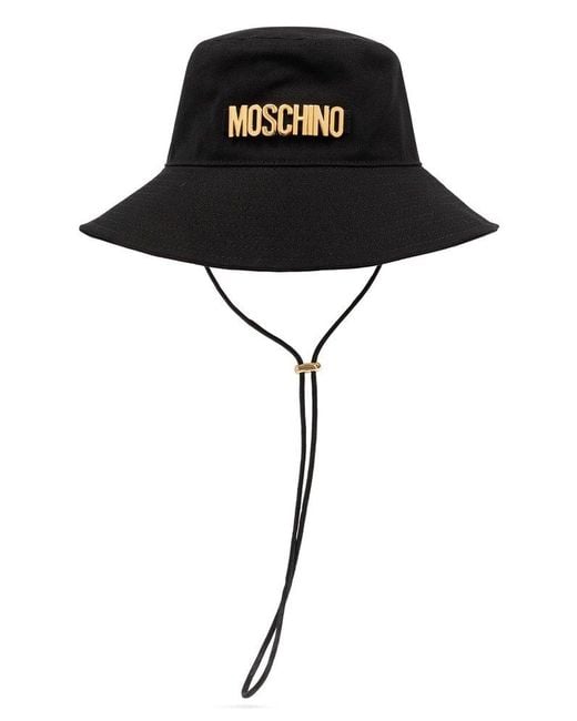 Moschino Black Bucket Hat With Logo,
