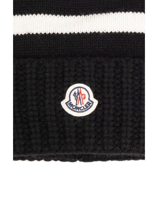 Moncler Black Beanie With Logo,
