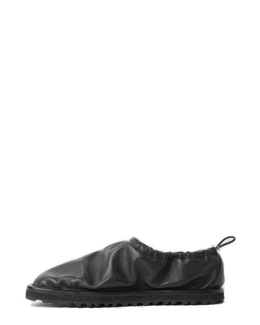Dries Van Noten Black Ruched Drawstring Slipper Shoes for men
