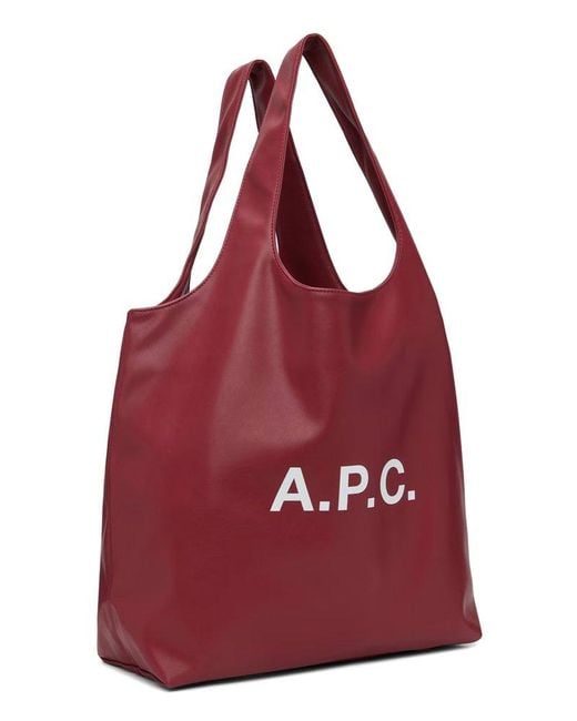 A.P.C. Red Logo Printed Top Handle Bag