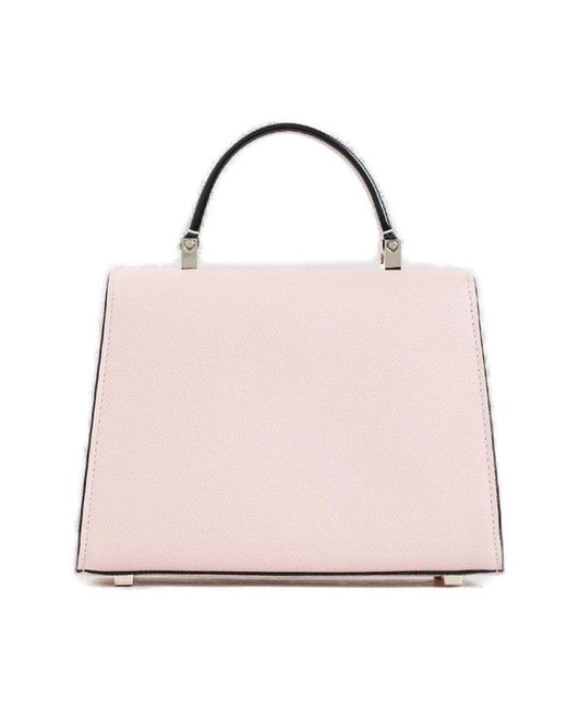 Valextra Pink Iside Foldover Micro Tote Bag