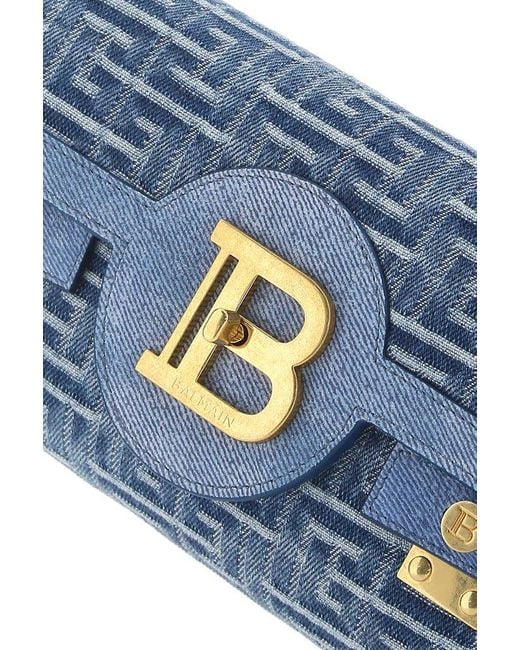 Balmain Denim B-buzz 23 Clutch Bag in Blue